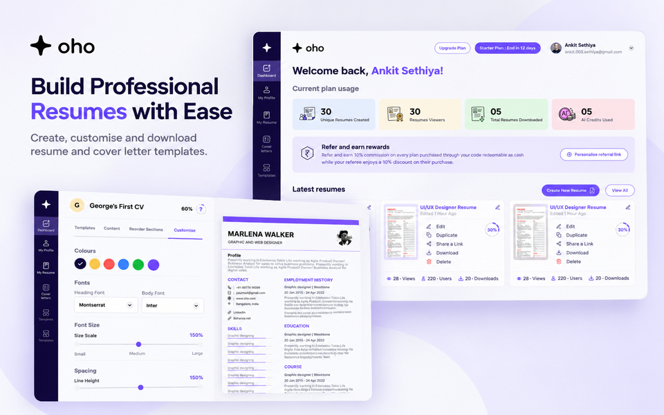 Concept interface thumbnail for resume project