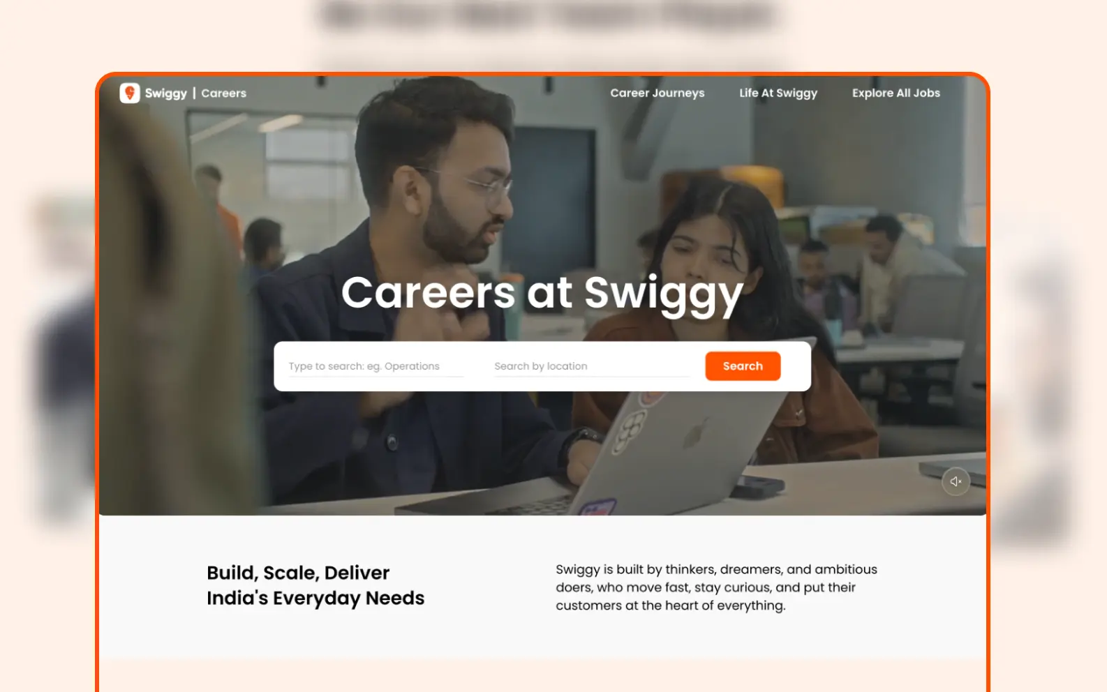 Swiggy Careers website-inspired visual preview